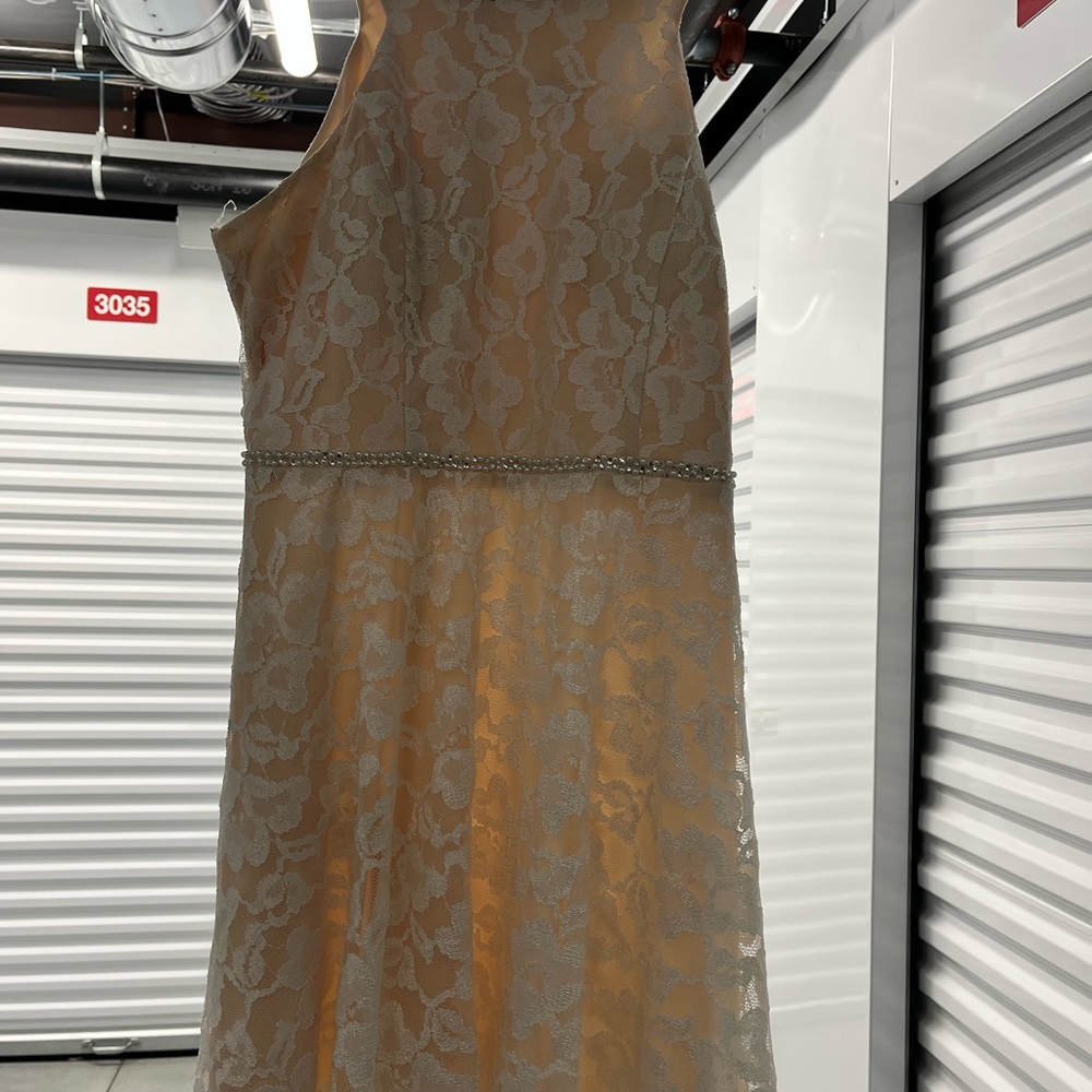 City Triangles Halter Lace Dress in Cream